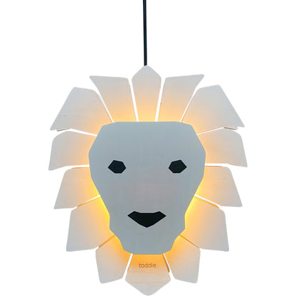 Houten hanglamp kinderkamer | Leeuw - blank - toddie.nl ®