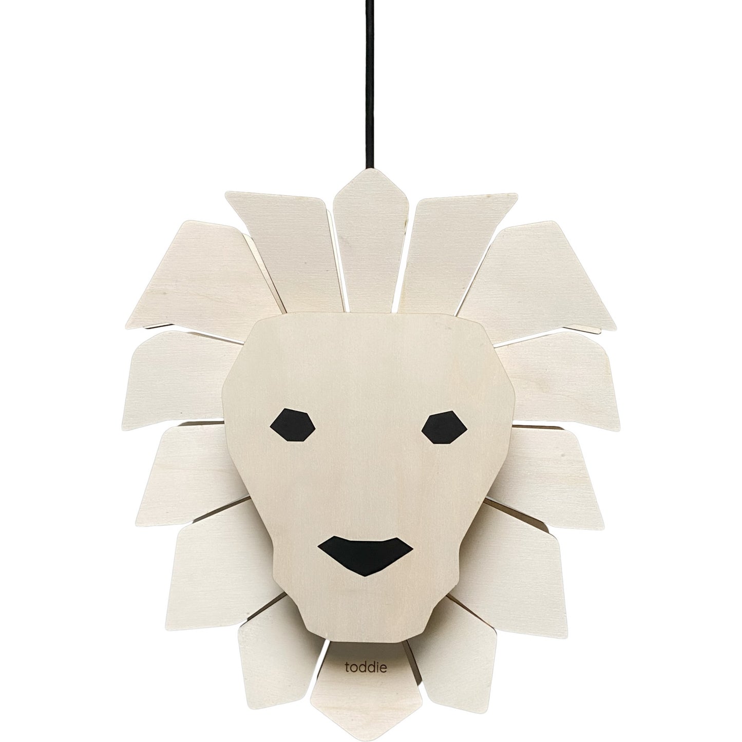 Houten hanglamp kinderkamer | Leeuw - blank - toddie.nl ®