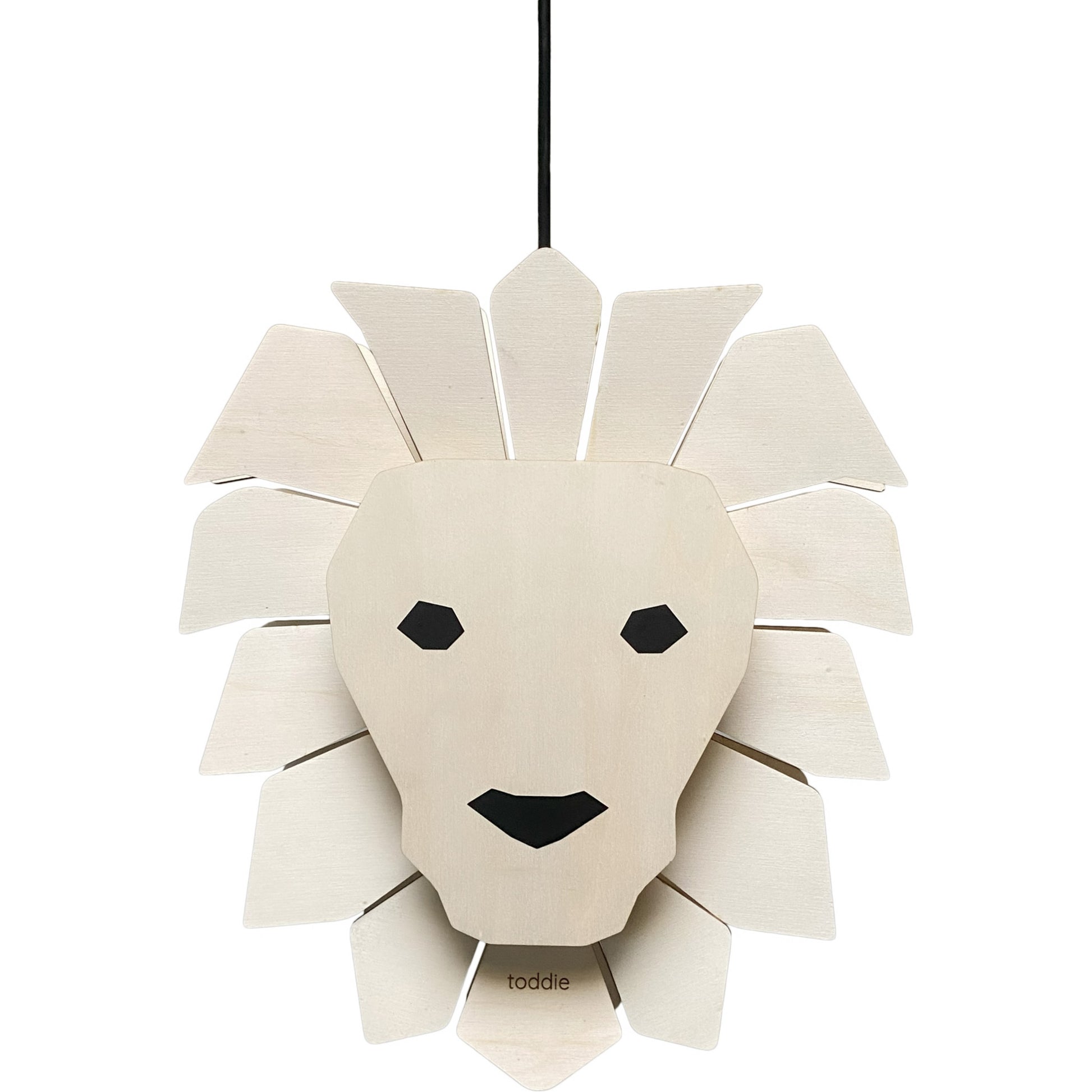 Houten hanglamp kinderkamer | Leeuw - blank - toddie.nl ®