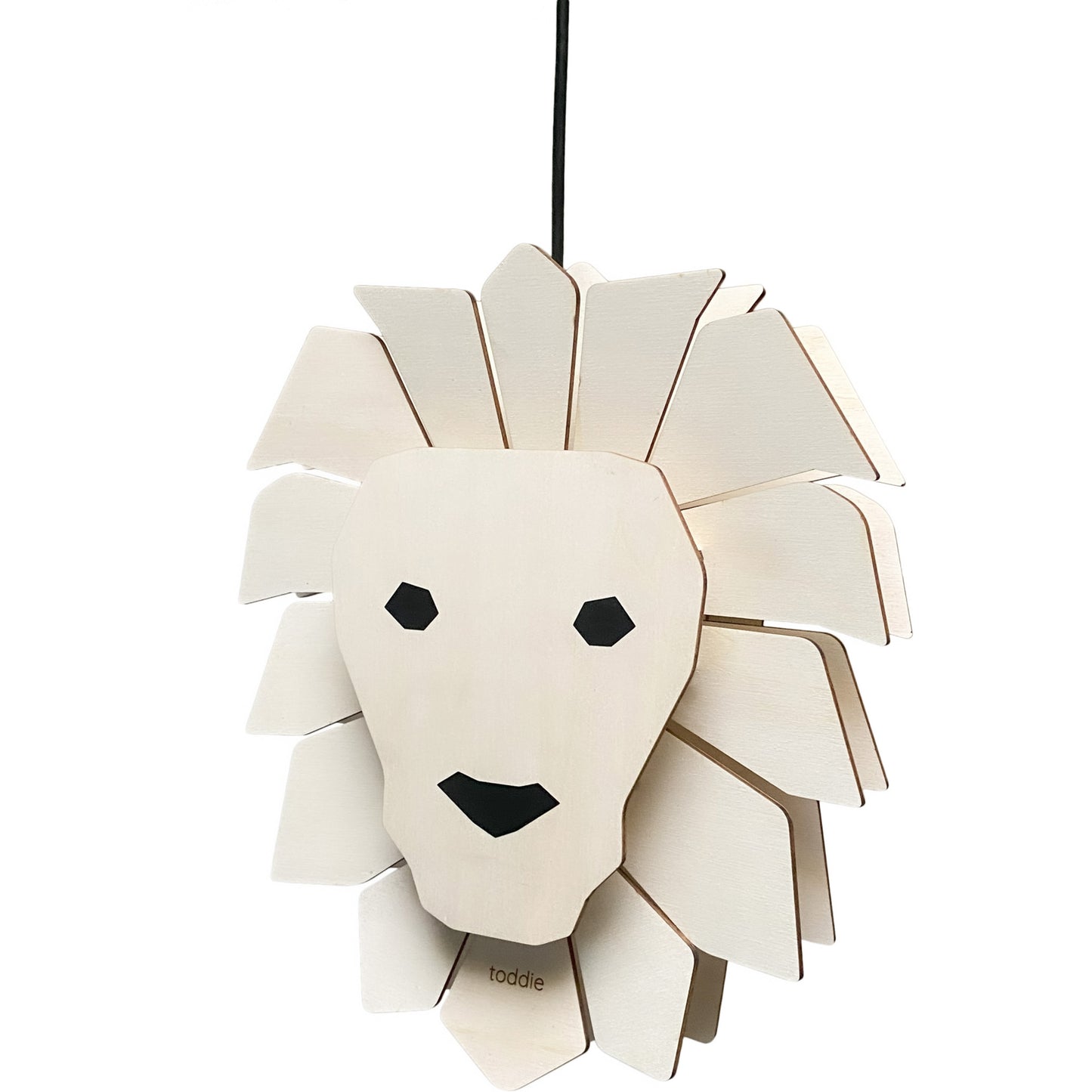 Houten hanglamp kinderkamer | Leeuw - blank - toddie.nl ®