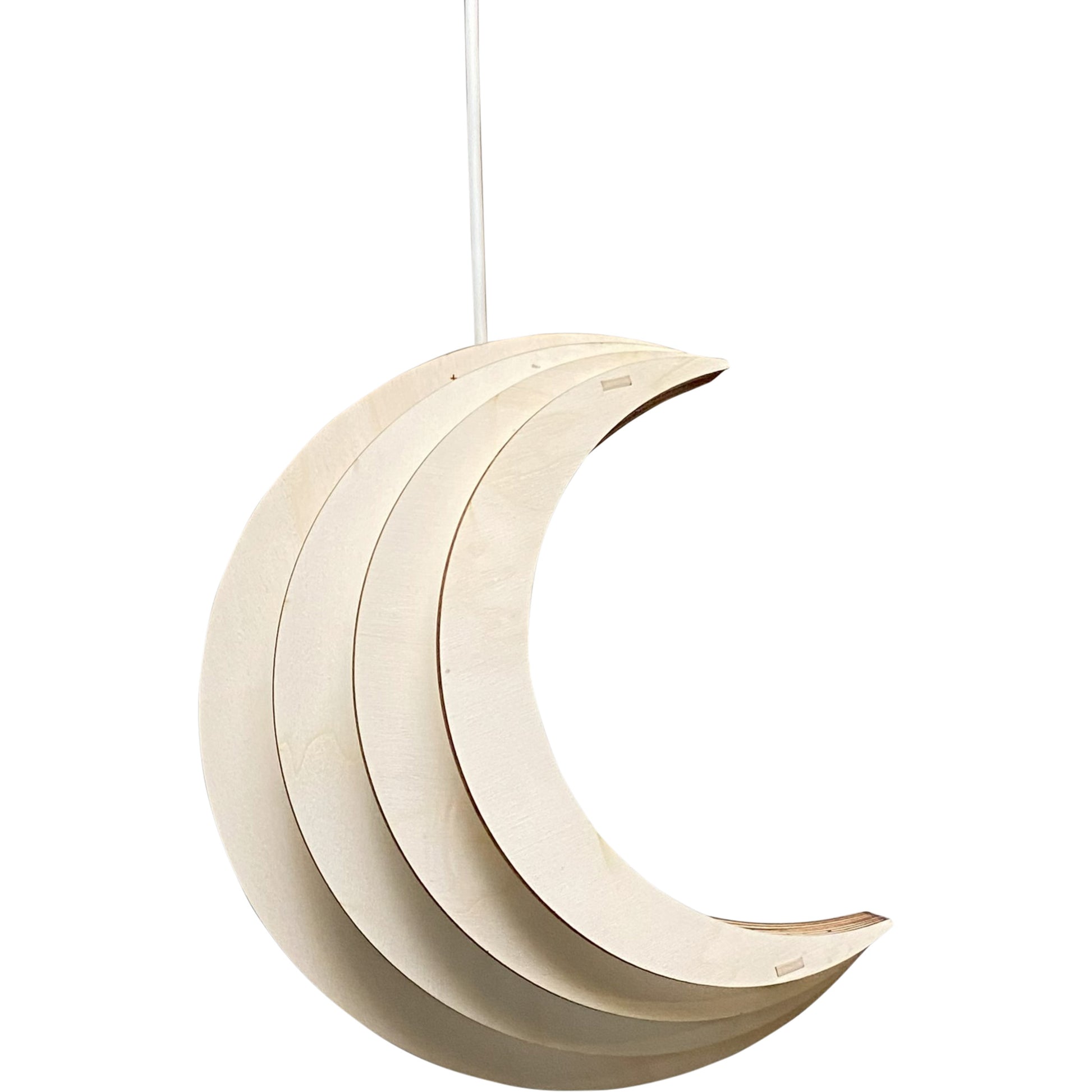 Houten hanglamp kinderkamer | Maan - blank - toddie.nl ®