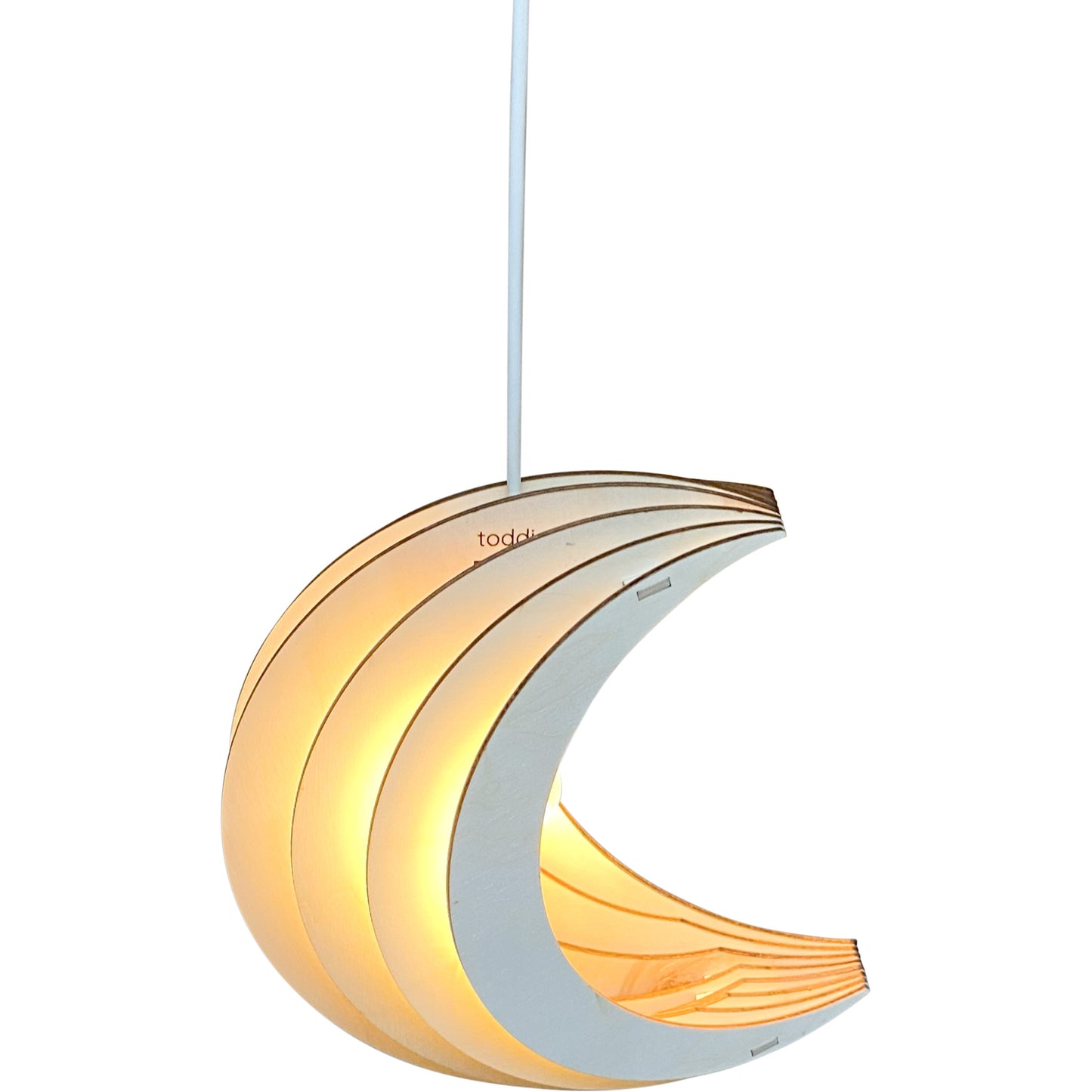 Houten hanglamp kinderkamer | Maan - blank - toddie.nl ®
