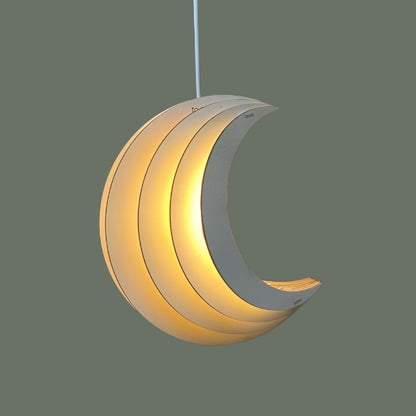 Houten hanglamp kinderkamer | Maan - blank - toddie.nl ®