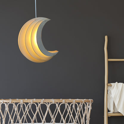 Houten hanglamp kinderkamer | Maan - blank - toddie.nl ®