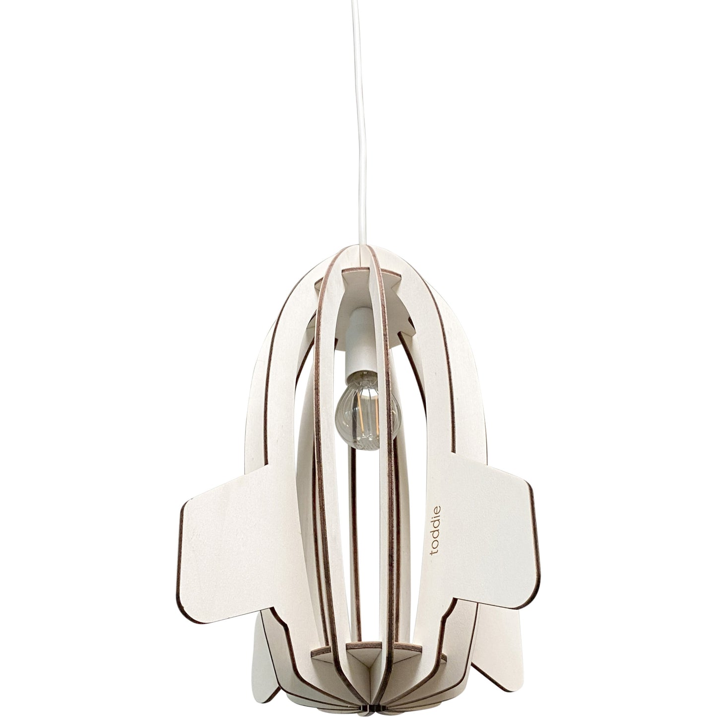 Houten hanglamp kinderkamer | Raket - blank - toddie.nl ®