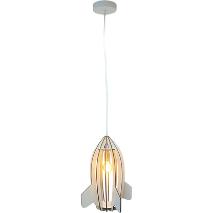 Houten hanglamp kinderkamer | Raket - blank - toddie.nl ®