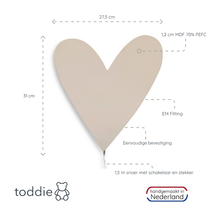 Houten wandlamp kinderkamer | Hart Beige - toddie.nl