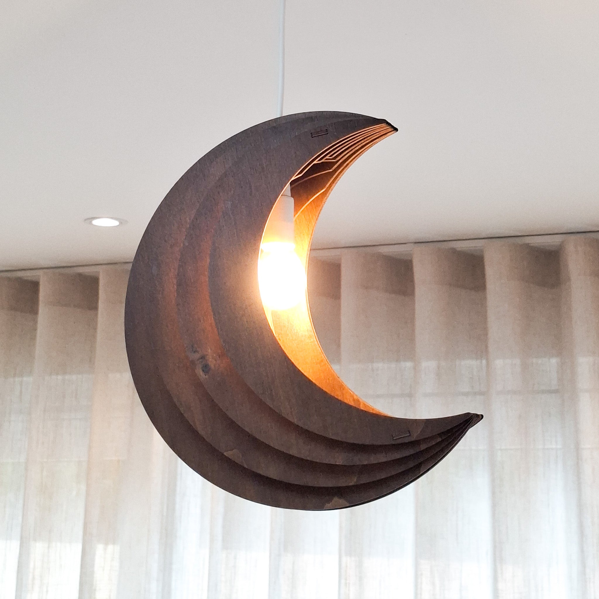 Træhængelampe til børneværelse | Månen - Wenge