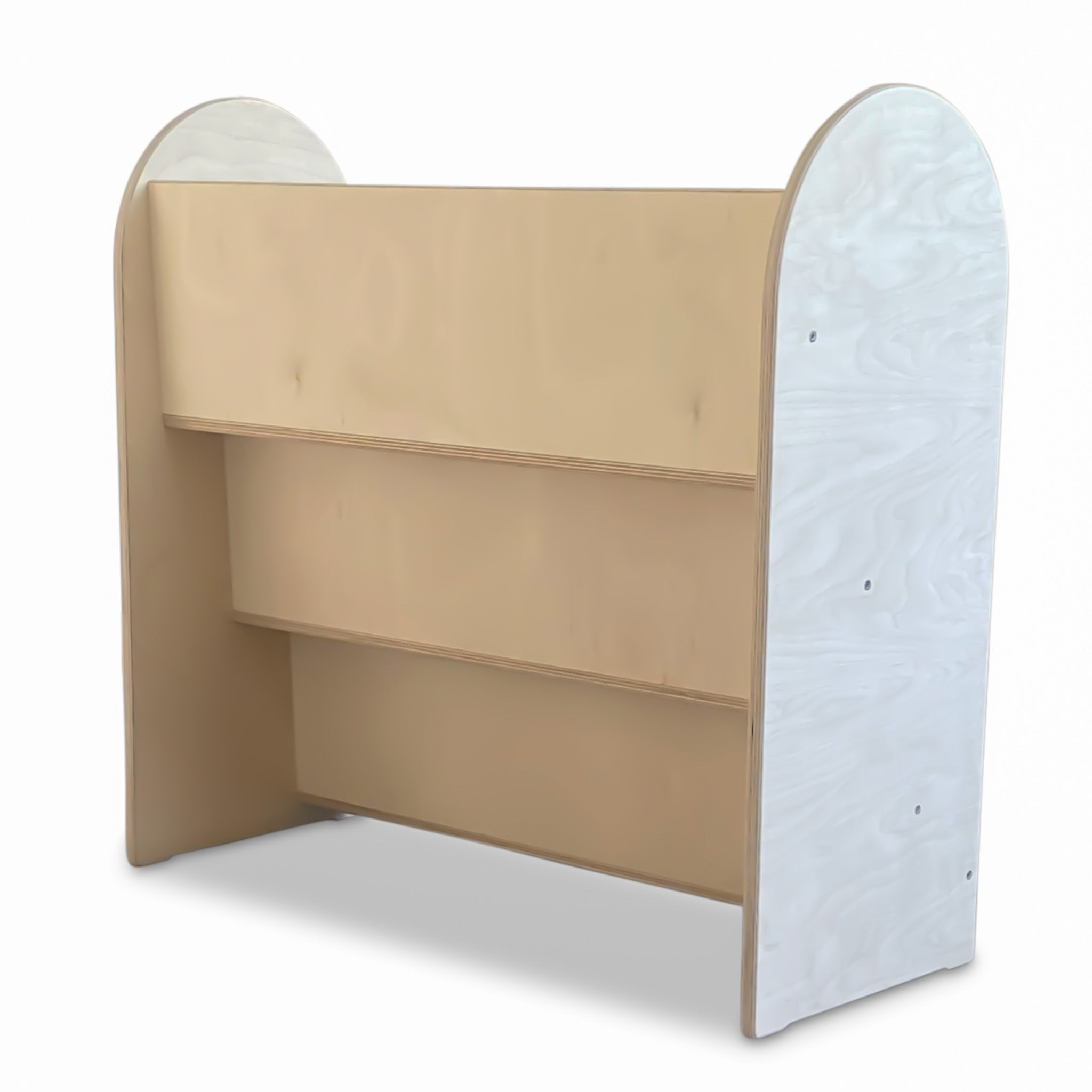 Round Montessori Bücherschrank Kinderzimmer | 3 Stufen - natur Bücherschrank toddie.de ®   