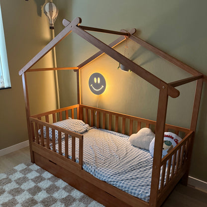 Houten wandlamp kinderkamer | Smiley - blank - toddie.nl ®