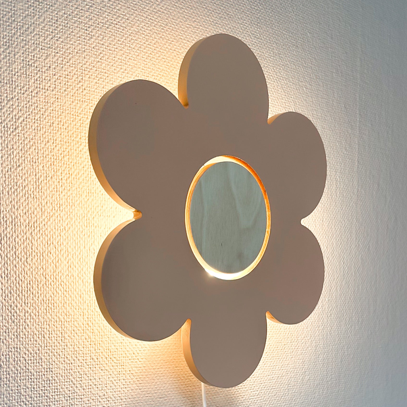 Houten wandlamp kinderkamer | Bloem - Peach
