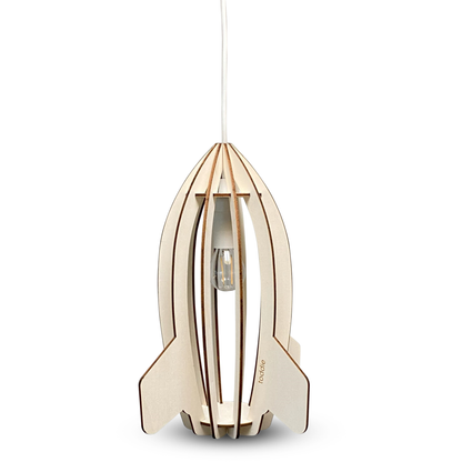 Houten hanglamp kinderkamer | Raket - blank - toddie.nl ®