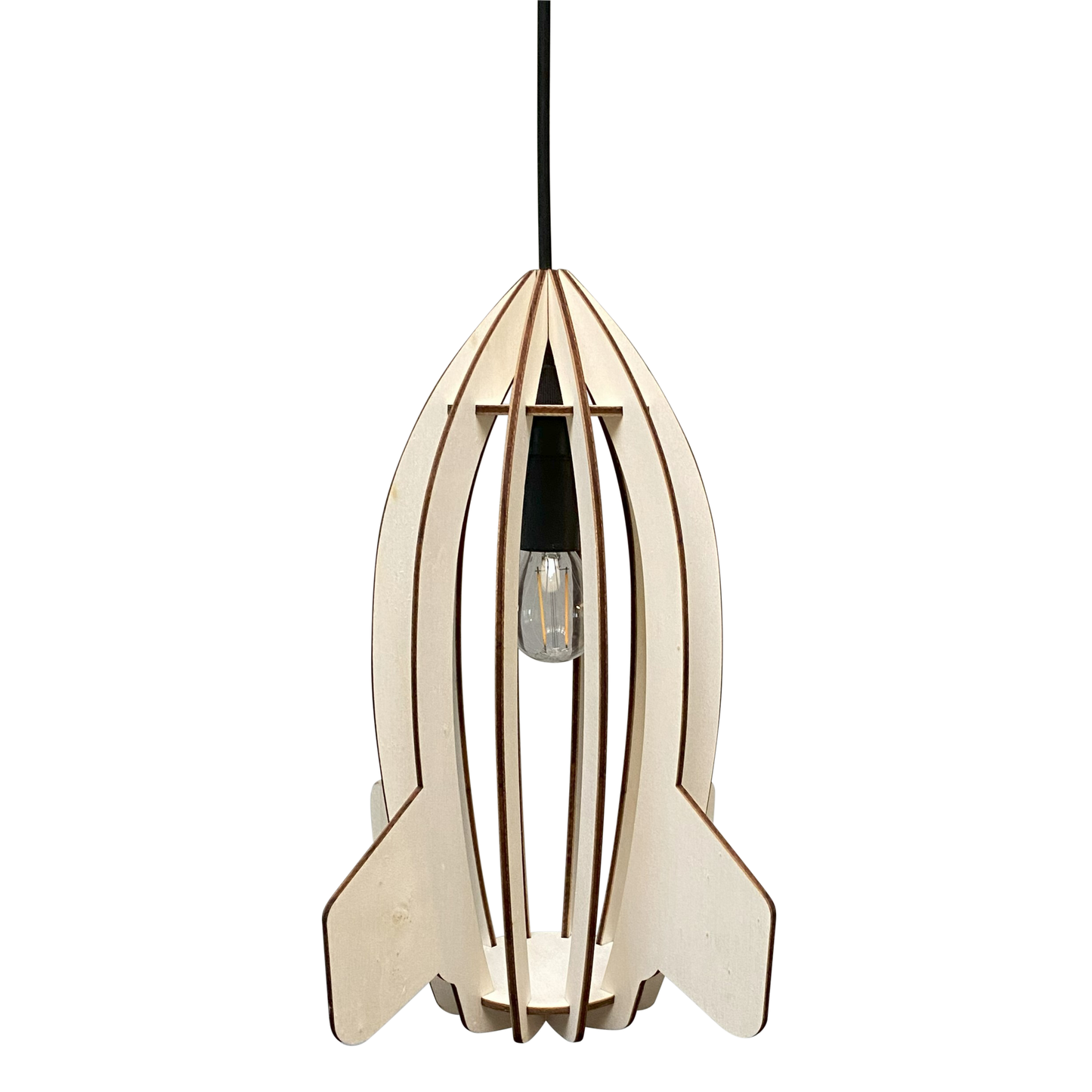 Houten hanglamp kinderkamer | Raket - blank - toddie.nl ®