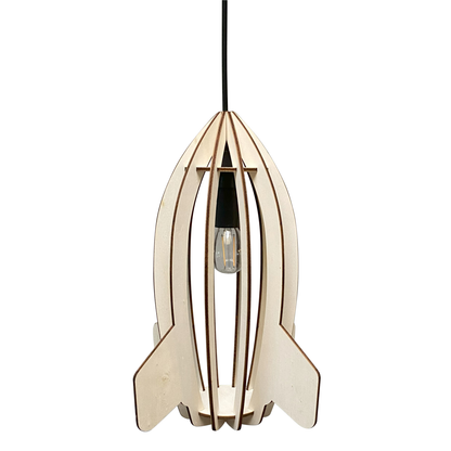 Houten hanglamp kinderkamer | Raket - blank - toddie.nl ®