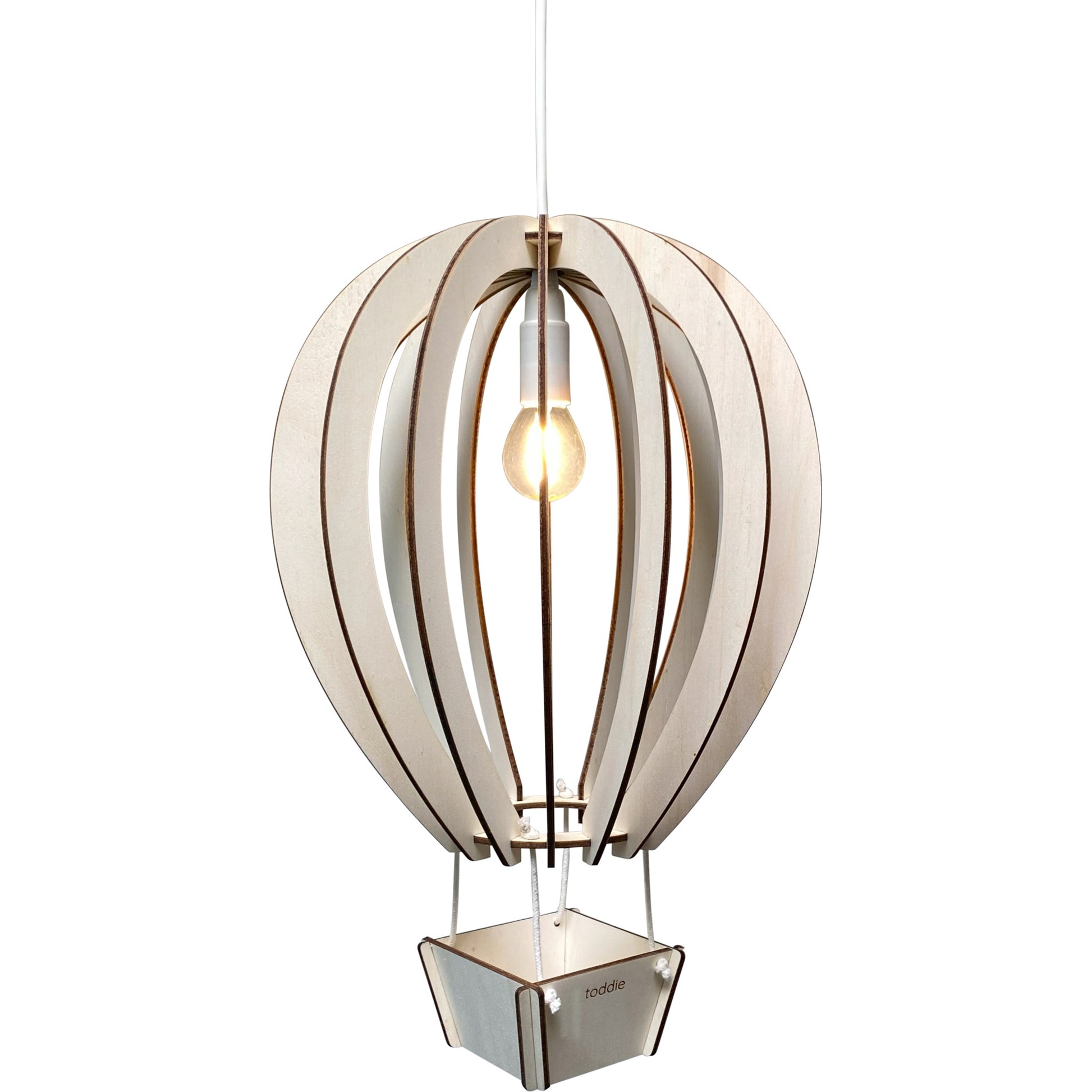 Houten hanglamp kinderkamer | Luchtballon - blank - toddie.nl ®