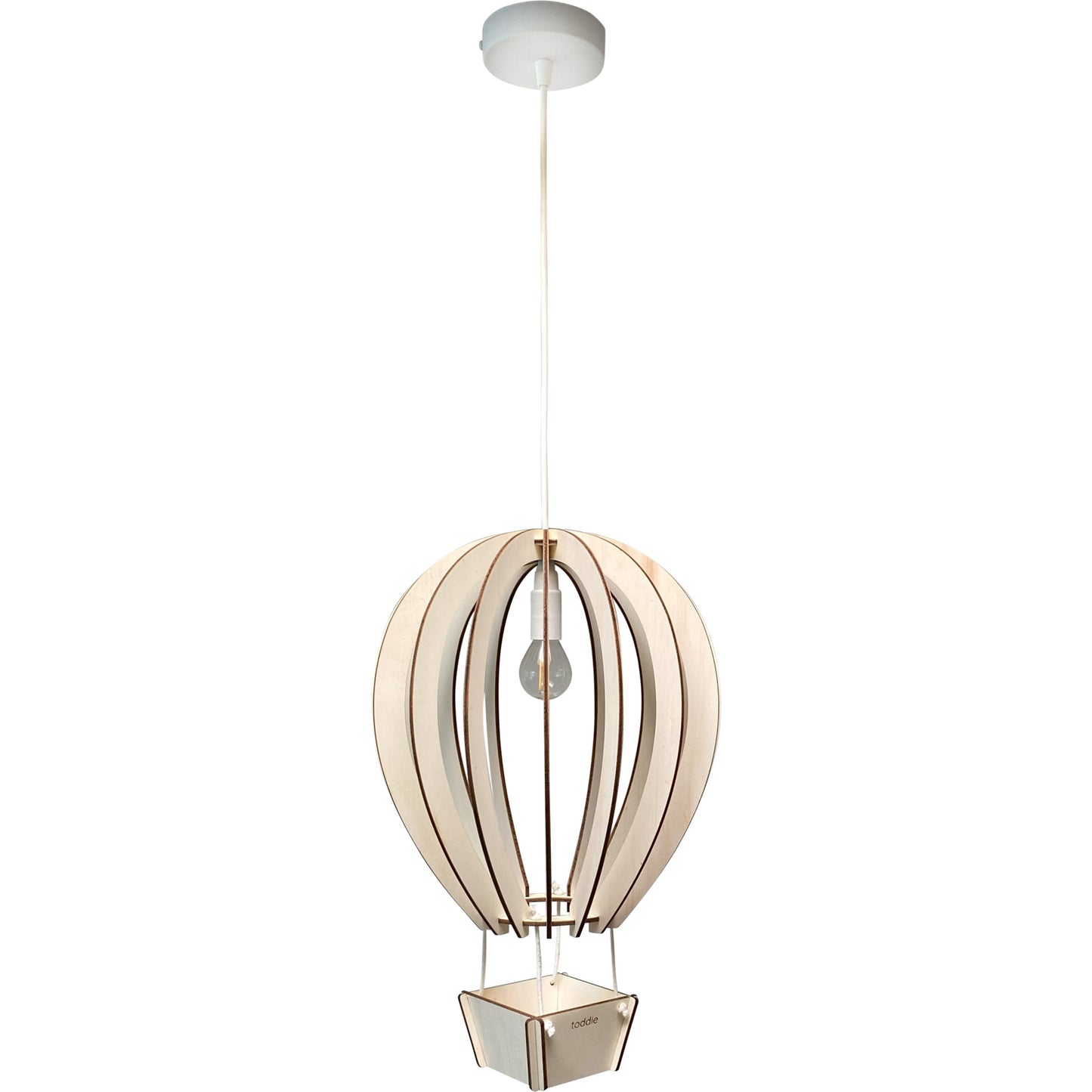 Houten hanglamp kinderkamer | Luchtballon - blank - toddie.nl ®