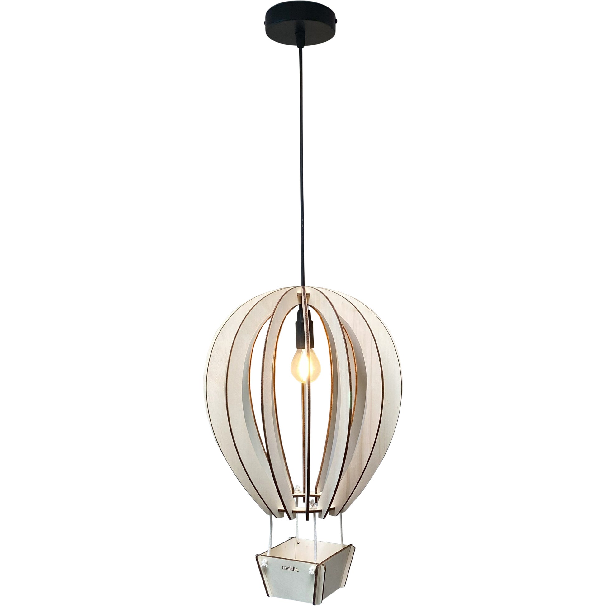 Houten hanglamp kinderkamer | Luchtballon - blank - toddie.nl ®