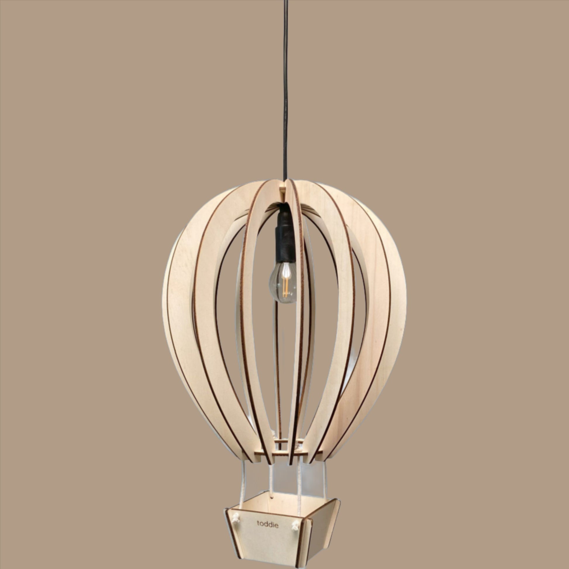 Houten hanglamp kinderkamer | Luchtballon - blank - toddie.nl ®
