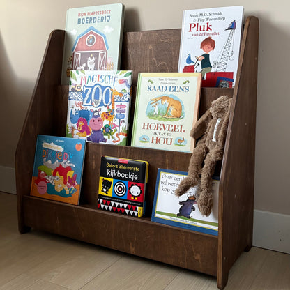 Moodie montessori boekenkast kinderkamer | 3 treden - wengé (walnut) - toddie.nl ®