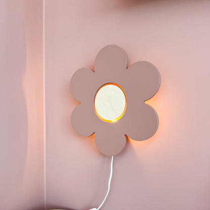 Houten wandlamp kinderkamer | Bloem - terra roze - toddie.nl ®