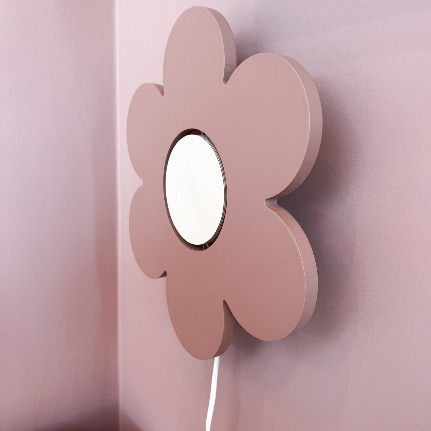 Houten wandlamp kinderkamer | Bloem - terra roze - toddie.nl ®