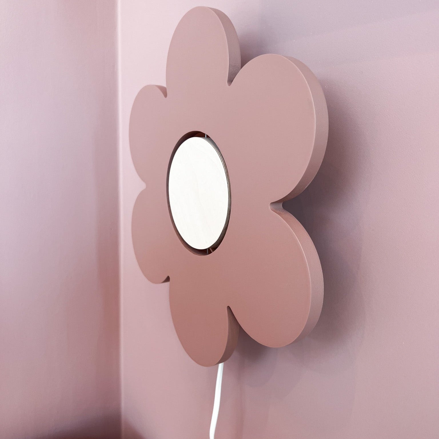 Houten wandlamp kinderkamer | Bloem - terra roze - toddie.nl ®