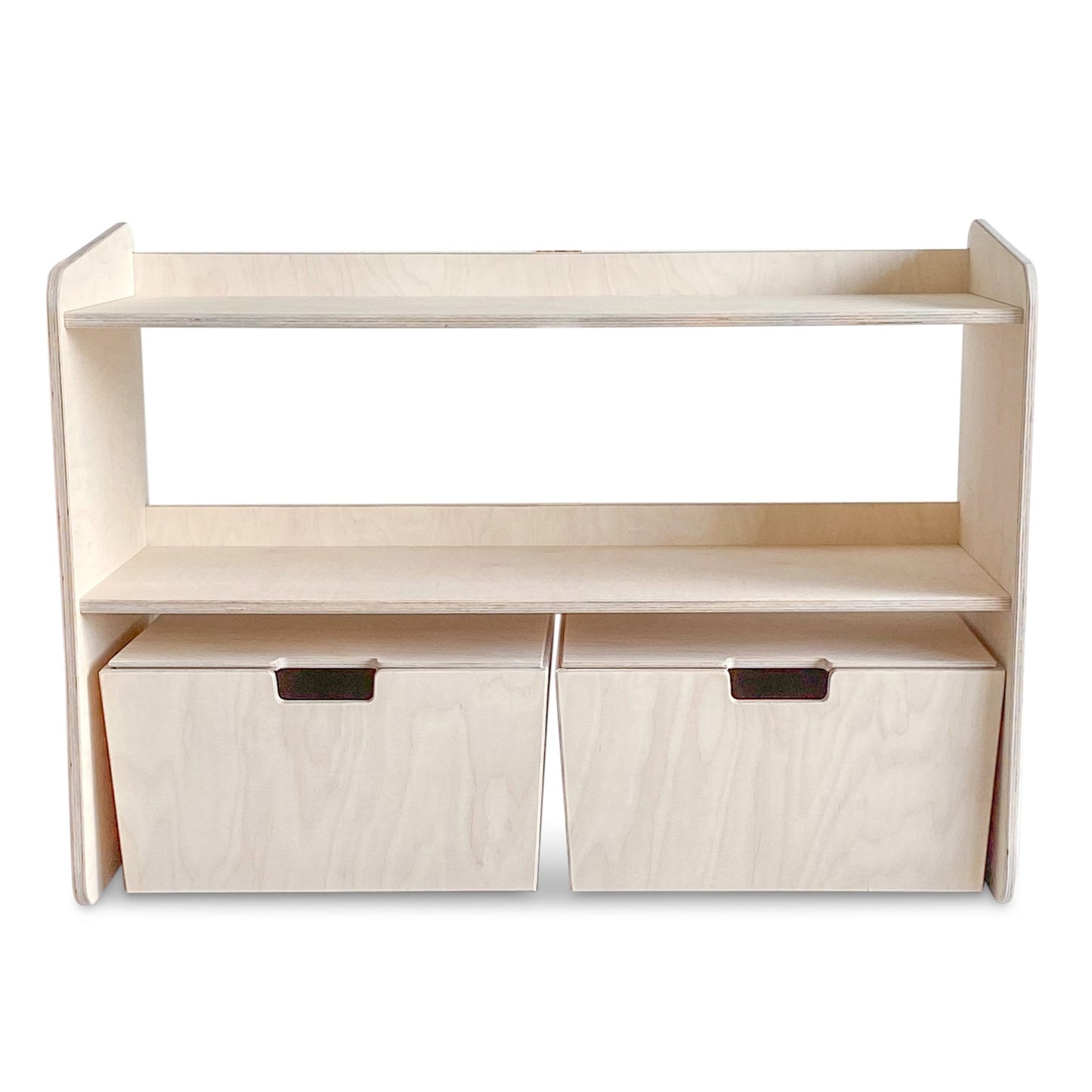 Jollie montessori open speelgoedkast + rijdende opbergkisten | Boekenkast 2 planken - blank - toddie.nl ®