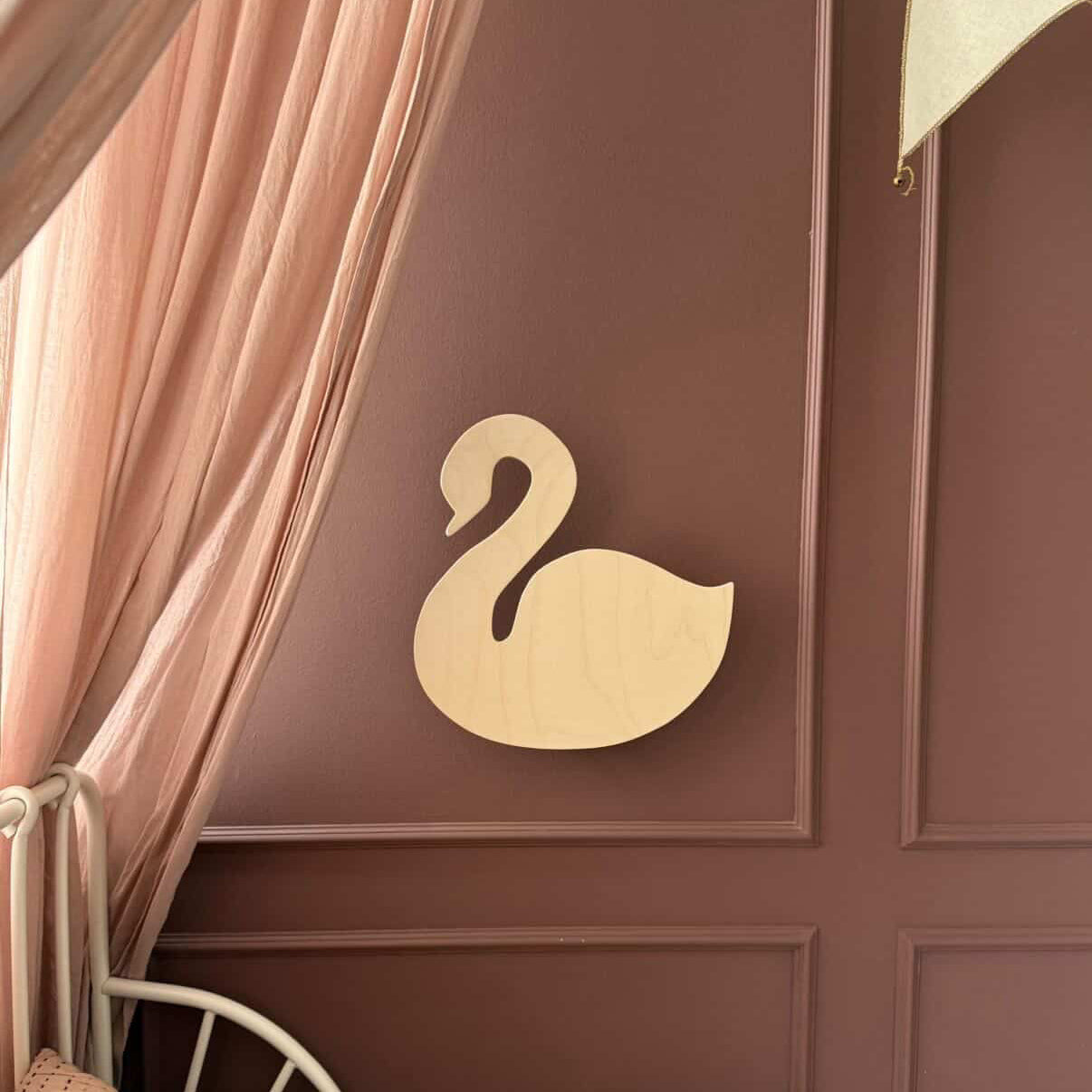 Houten wandlamp kinderkamer | Zwaan - blank - toddie.nl ®