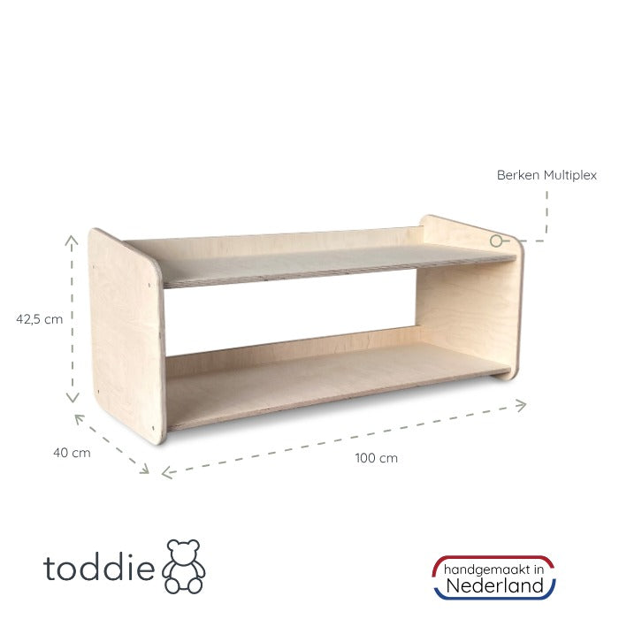 Jollie montessori speelgoedkast | Boekenkast 2 planken - blank - toddie.nl ®