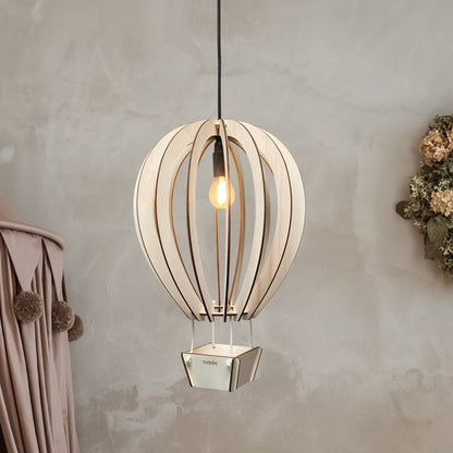 Houten hanglamp kinderkamer | Luchtballon - blank - toddie.nl ®