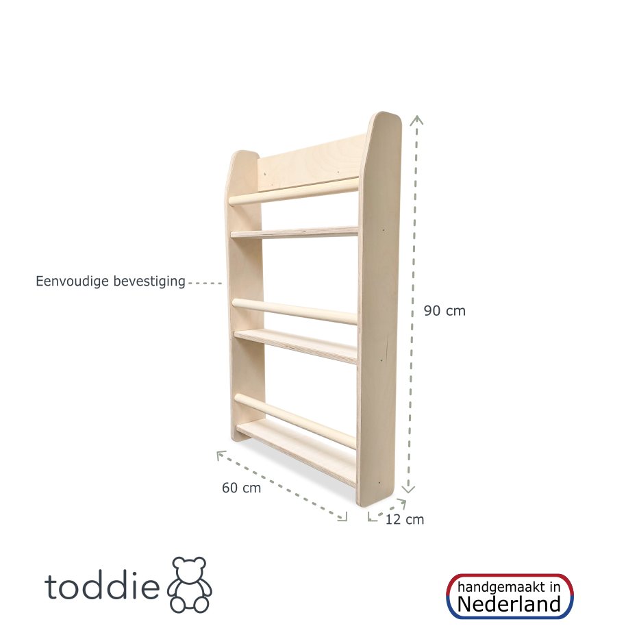 Shelfie montessori boekenrek kinderkamer | 3 planken - blank - toddie.nl ®
