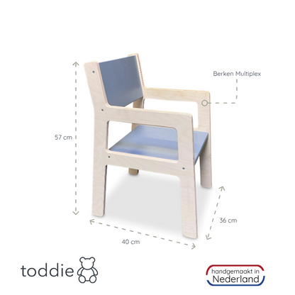 Houten kinderstoeltje 4-7 jaar, kleuterstoeltje | Denim drift - toddie.nl