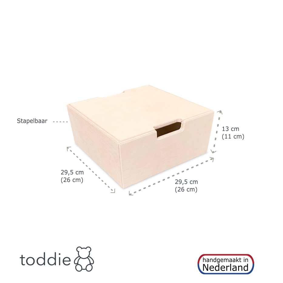 Montessori opbergkisten kinderkamer | Stapelbare houten kisten als opstapje - blank - toddie.nl ®