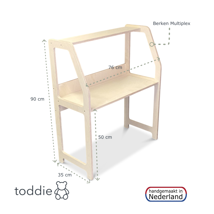 Moodie montessori houten bureau kinderkamer 2-7 jaar - blank - toddie.nl ®