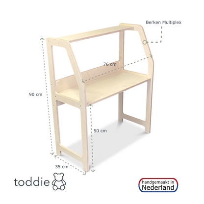 Moodie montessori houten bureau kinderkamer 2-7 jaar - blank - toddie.nl ®
