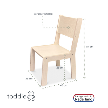 Skinnie houten kinderstoeltje 2-7 jaar | Kleuterstoeltje - blank - toddie.nl ®