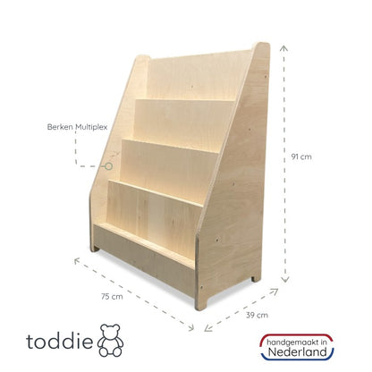 Moodie montessori boekenkast kinderkamer | 4 treden - blank - toddie.nl ®