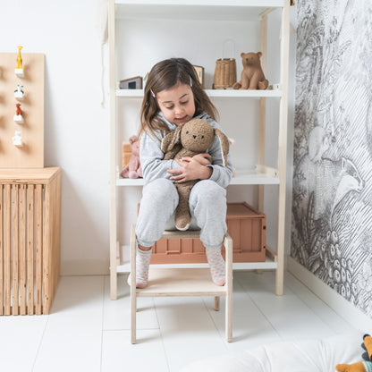 Montessori subtiele leertoren | Houten opstapje, krukje - blank - toddie.nl ®