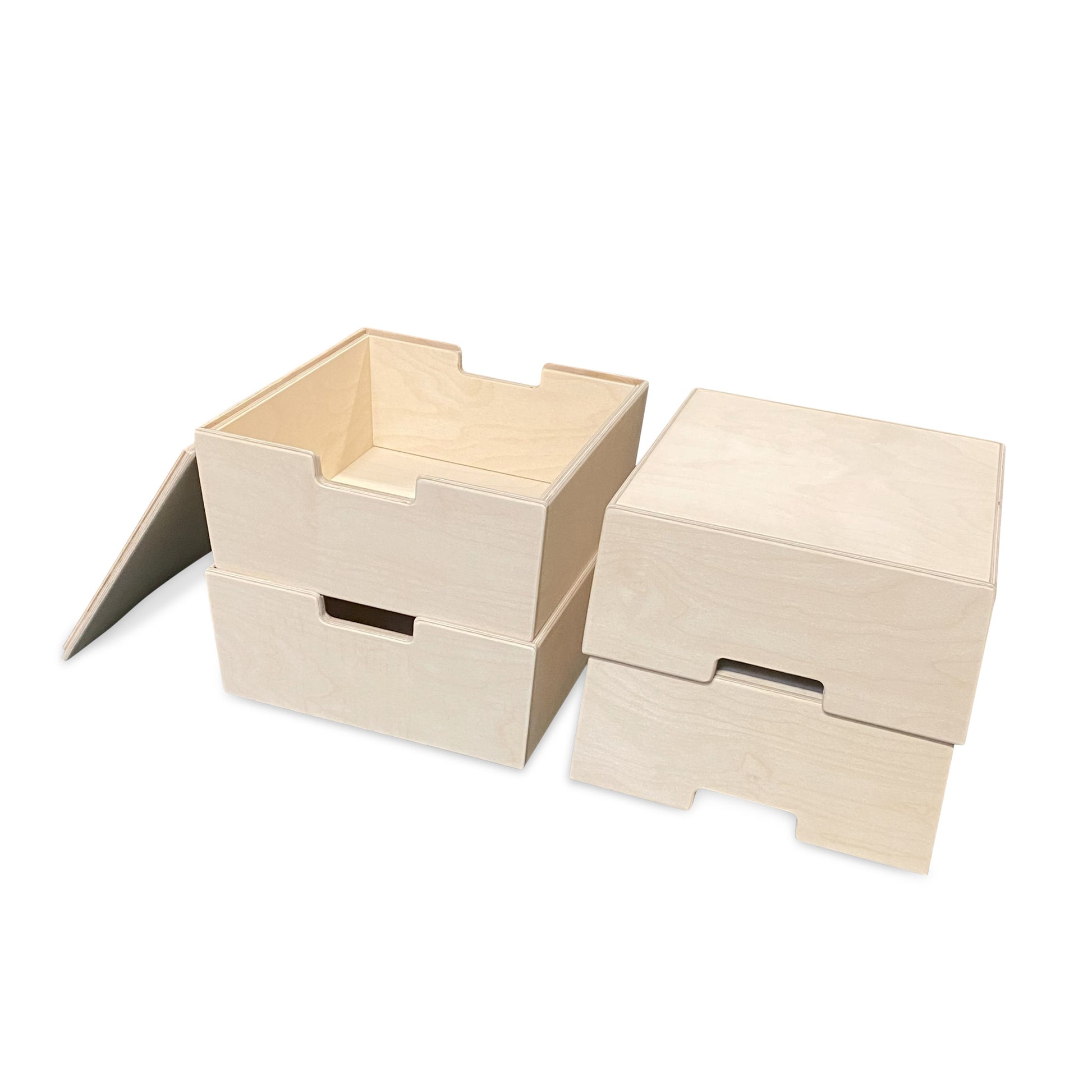 Montessori opbergkisten kinderkamer | Stapelbare houten kisten als opstapje - blank - toddie.nl ®