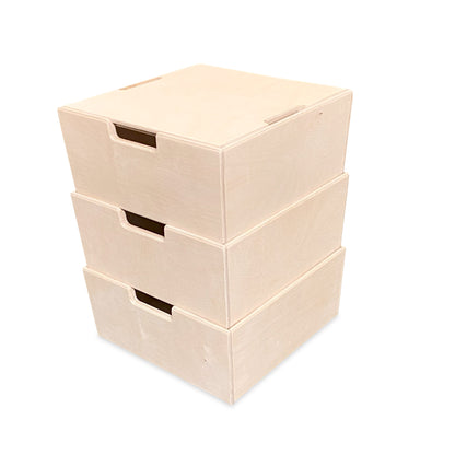 Montessori opbergkisten kinderkamer | Stapelbare houten kisten als opstapje - blank - toddie.nl ®