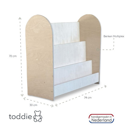 Round Montessori boekenkast kinderkamer | 3 treden - blank - toddie.nl ®