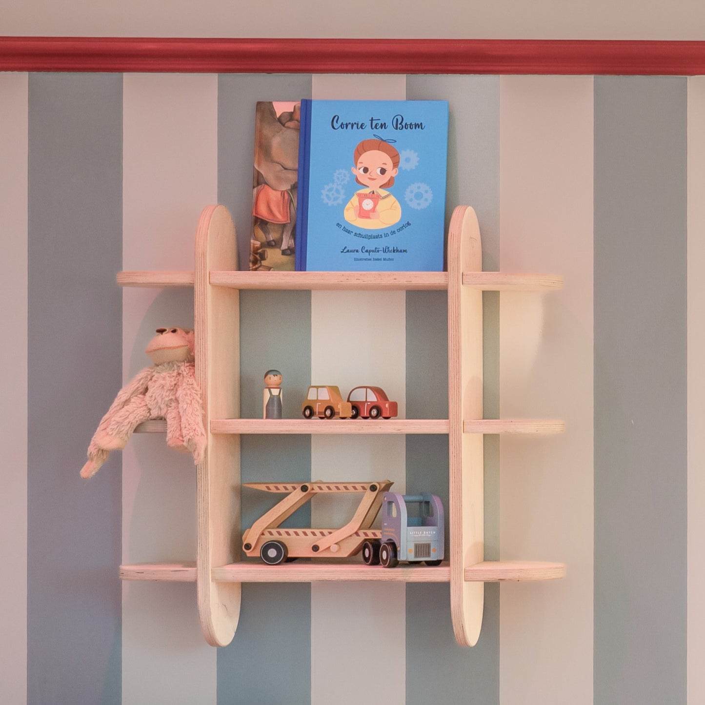 Round Montessori boeken wandkast kinderkamer | Vakkenkast 3 planken - blank - toddie.nl ®