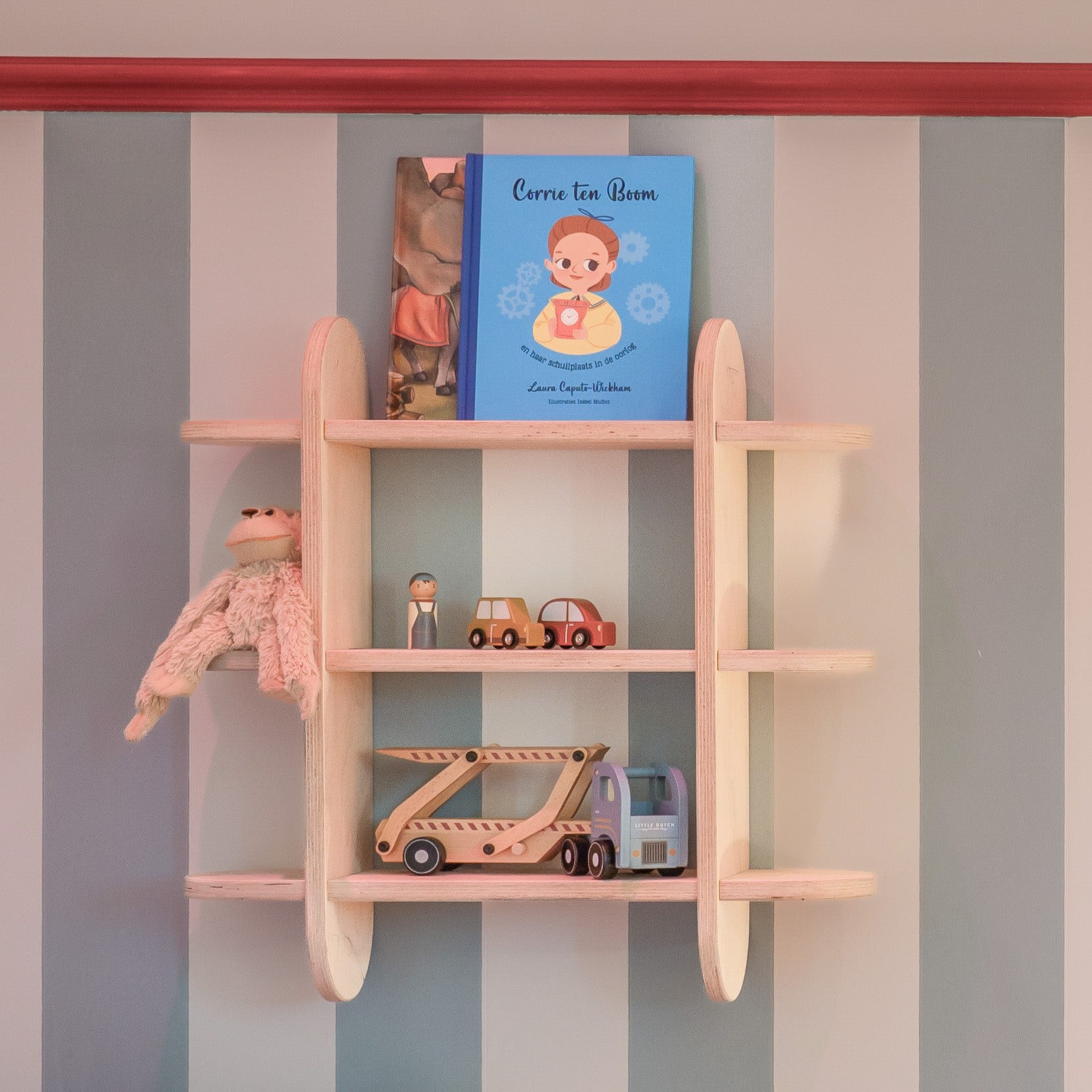 Round Montessori boeken wandkast kinderkamer | Vakkenkast 3 planken - blank - toddie.nl ®