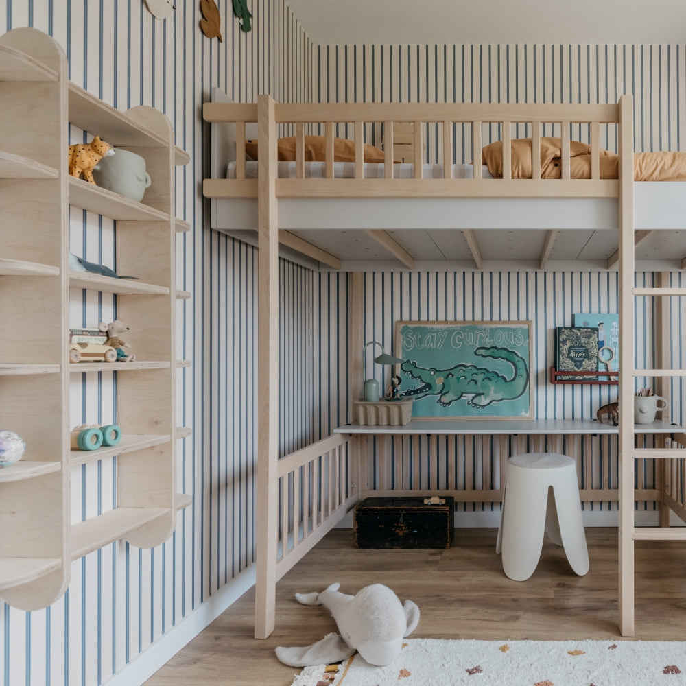Round montessori boeken wandkast kinderkamer | Vakkenkast 6 planken - blank - toddie.nl ®