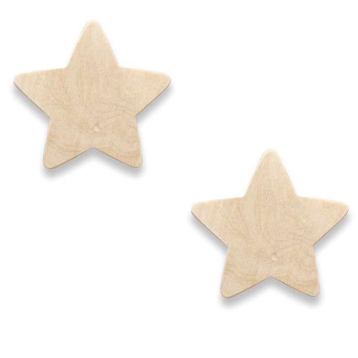 Houten wandhaken kinderkamer | 2 sterren - blank - toddie.nl ®