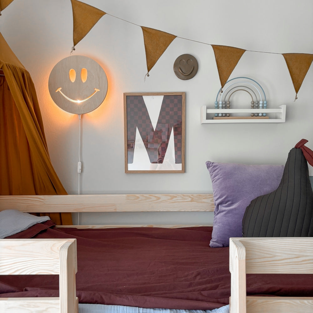 Houten wandlamp kinderkamer | Smiley - blank - toddie.nl ®