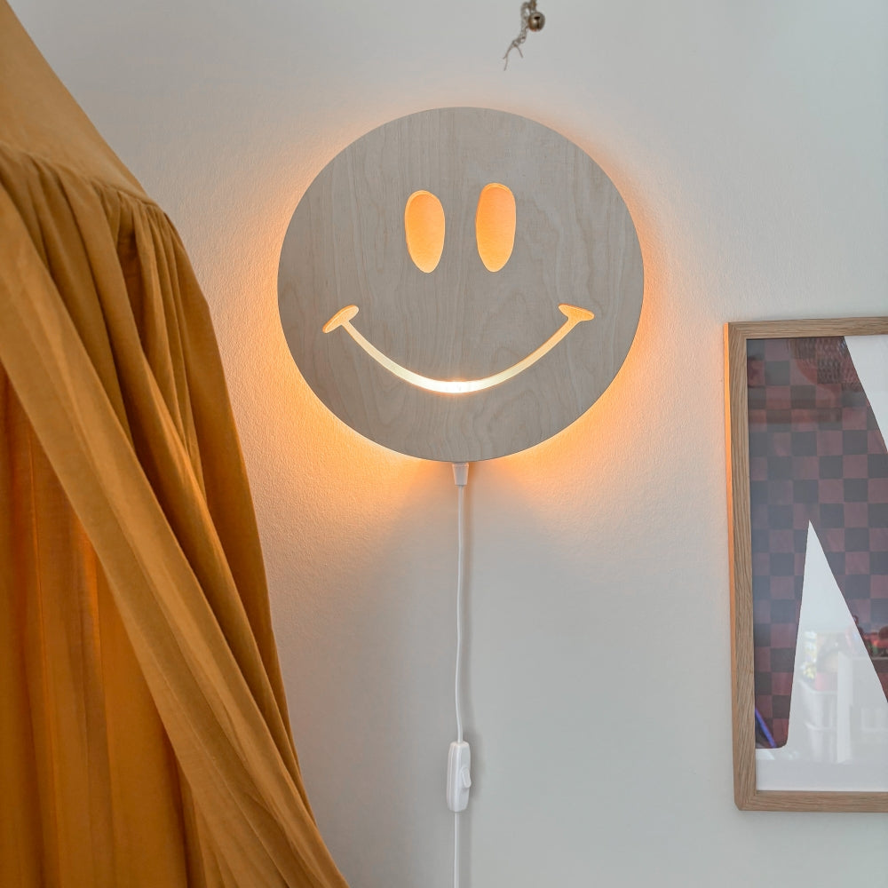 Houten wandlamp kinderkamer | Smiley - blank - toddie.nl ®