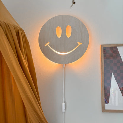 Houten wandlamp kinderkamer | Smiley - blank - toddie.nl ®