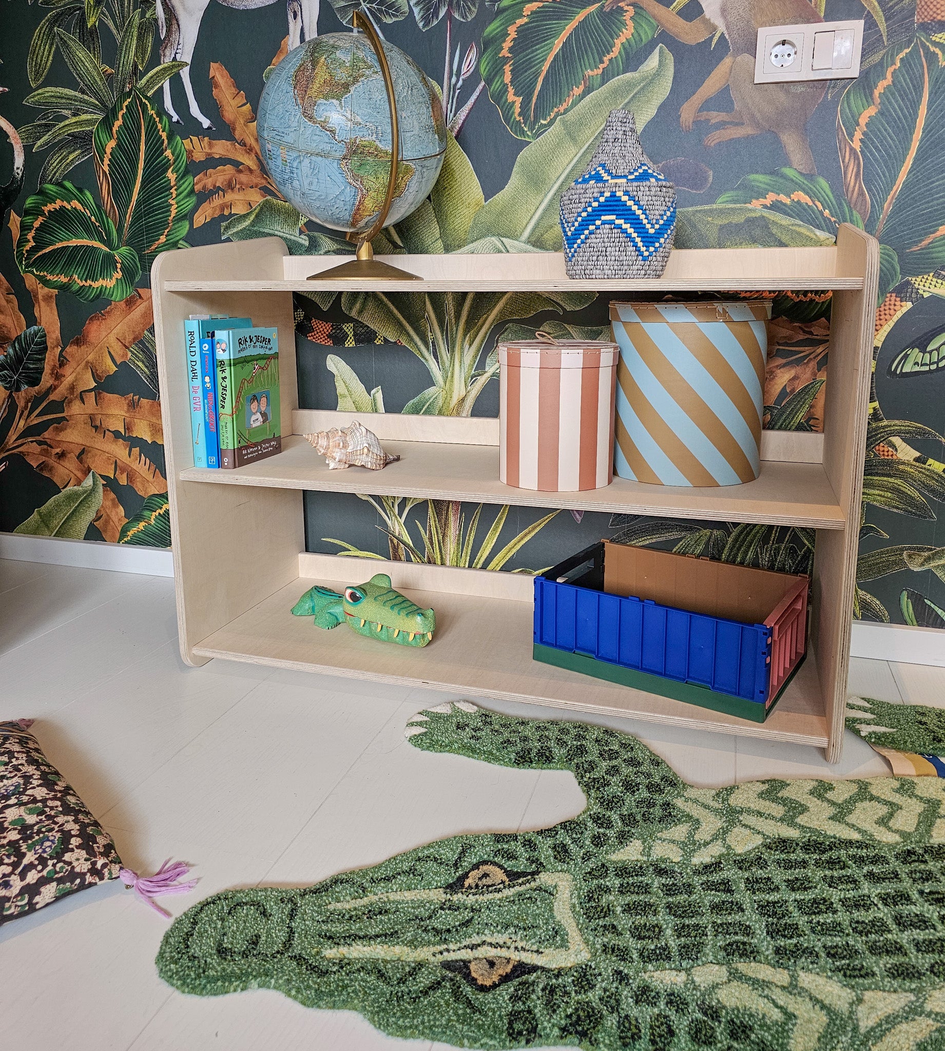 Jollie Montessori Spielzeugschrank | Bücherregal 3 regale - natur Spielzeugschrank toddie.de ®   