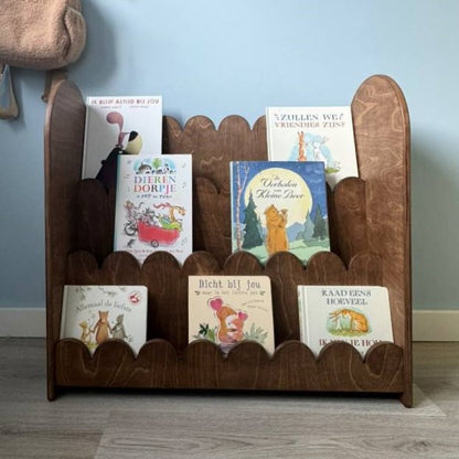 Bubble Montessori boekenkast kinderkamer | 3 treden - blank - all bubble wengé (walnut) - toddie.nl ®